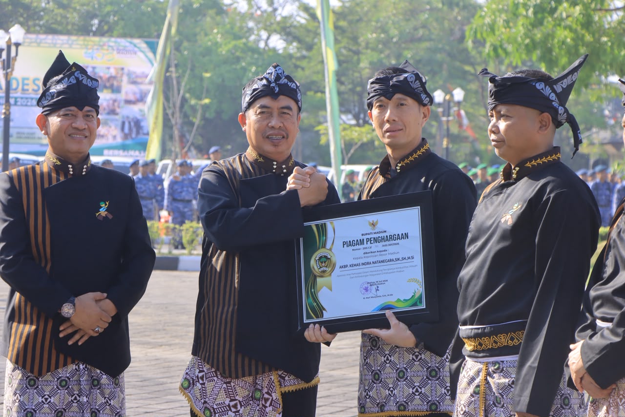 Dinilai Berdedikasi Jaga Kondusivitas, Polres Madiun Raih Penghargaan dari Bupati